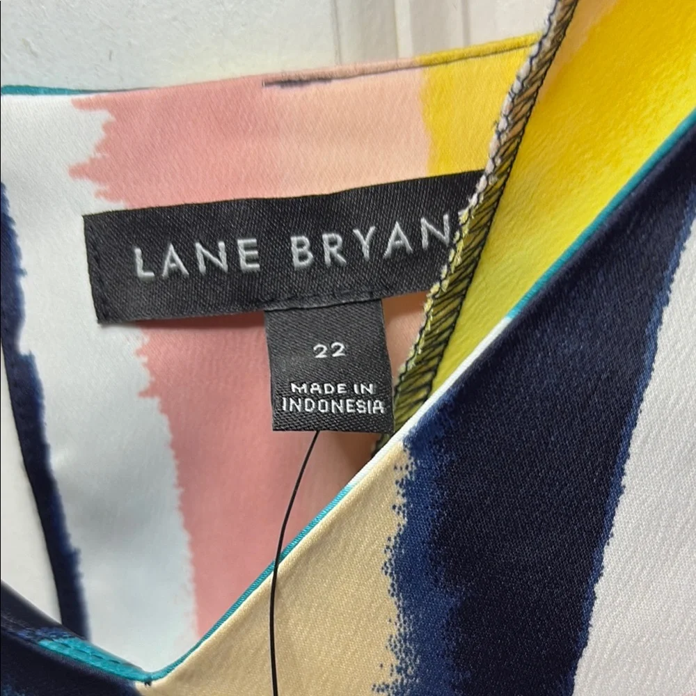 Lane Bryant Blue Yellow Boxy 3/4 Sleeve Blouse - Picture 4 of 9